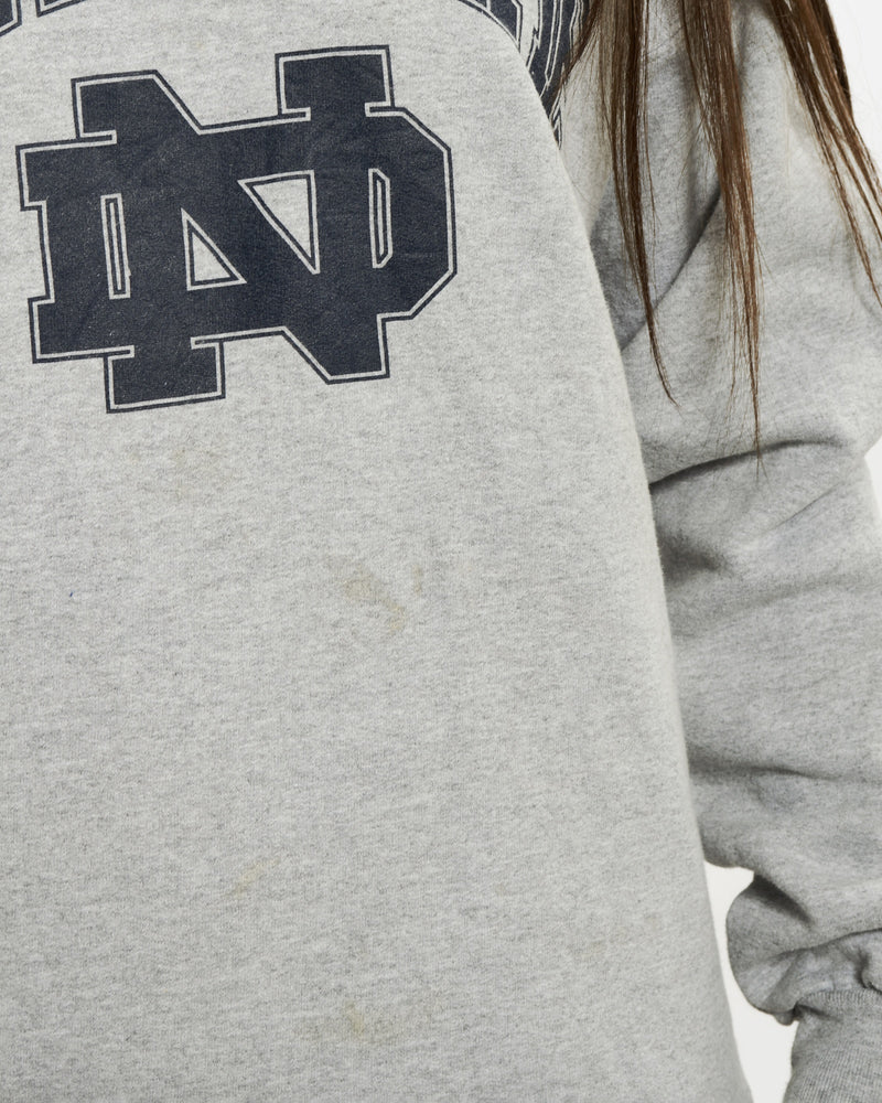 Vintage 90s NCAA Notre Dame Fighting Irish Sweatshirt <br>S , The Real Deal , newtown, sydney, australia, thrift store, opshop, preloved, secondhand, sustainable, retro, antique, 70s, 80s, 90s, 2000s, 00s, fashion, clothing, streetwear, trendy, garment, style, boutique, store, shop, archive, sale, cheap, best, top