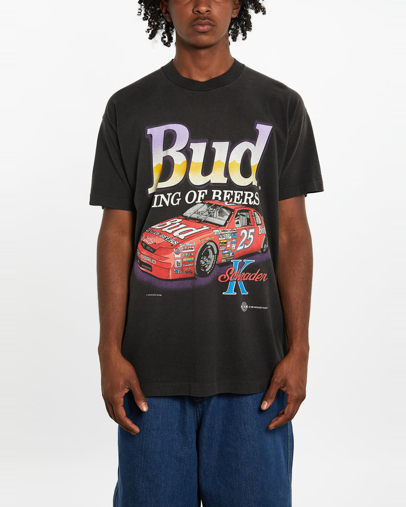 Vintage 1995 Bud 'King Of Beers' Racing Tee <br>L , The Real Deal , newtown, sydney, australia, thrift store, opshop, preloved, secondhand, sustainable, retro, antique, 70s, 80s, 90s, 2000s, 00s, fashion, clothing, streetwear, trendy, garment, style, boutique, store, shop, archive, sale, cheap, best, top