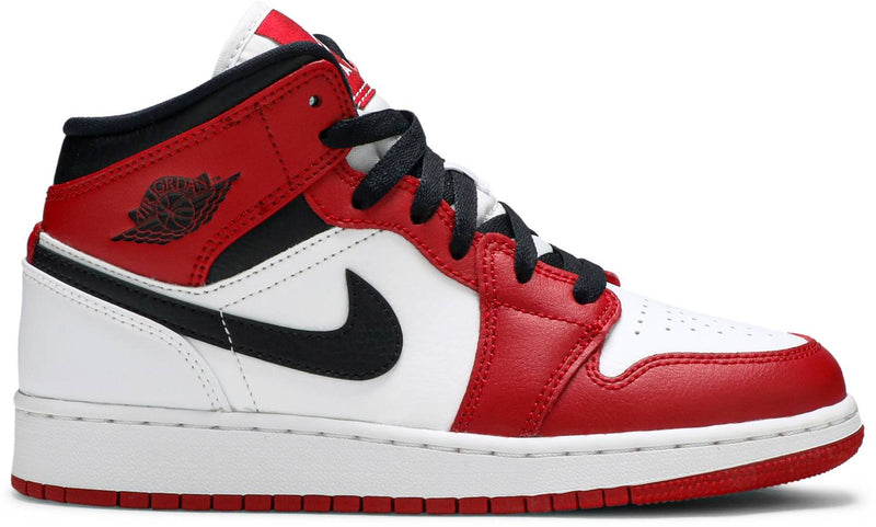 Air Jordan 1 Mid GS 'Chicago' , Nike , newtown, sydney, australia, thrift store, opshop, preloved, secondhand, sustainable, retro, antique, 70s, 80s, 90s, 2000s, 00s, fashion, clothing, streetwear, trendy, garment, style, boutique, store, shop, archive, sale, cheap, best, top