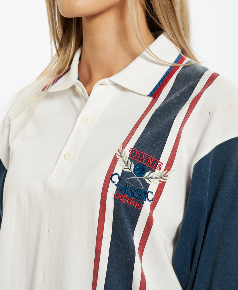 80s Adidas 'Tennis Classic' Polo Shirt <br>XS