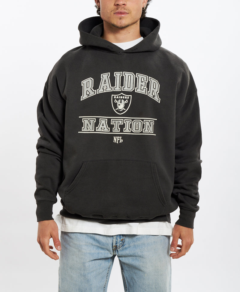90s Oakland Raiders Hooded Sweatshirt <br>L