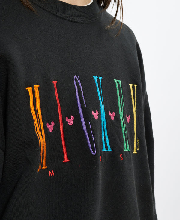 90s Mickey Mouse Embroidered Sweatshirt <br>M