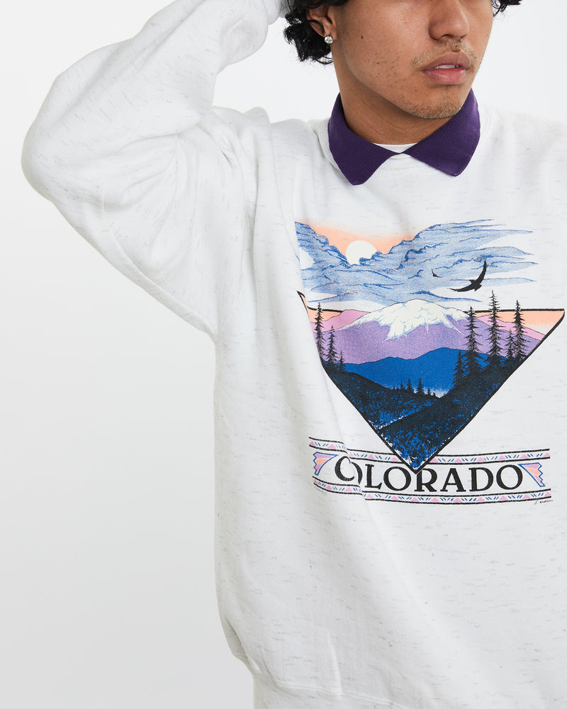 Vintage 90s Colorado Wildlife Collared Sweatshirt <br>L , The Real Deal , newtown, sydney, australia, thrift store, opshop, preloved, secondhand, sustainable, retro, antique, 70s, 80s, 90s, 2000s, 00s, fashion, clothing, streetwear, trendy, garment, style, boutique, store, shop, archive, sale, cheap, best, top