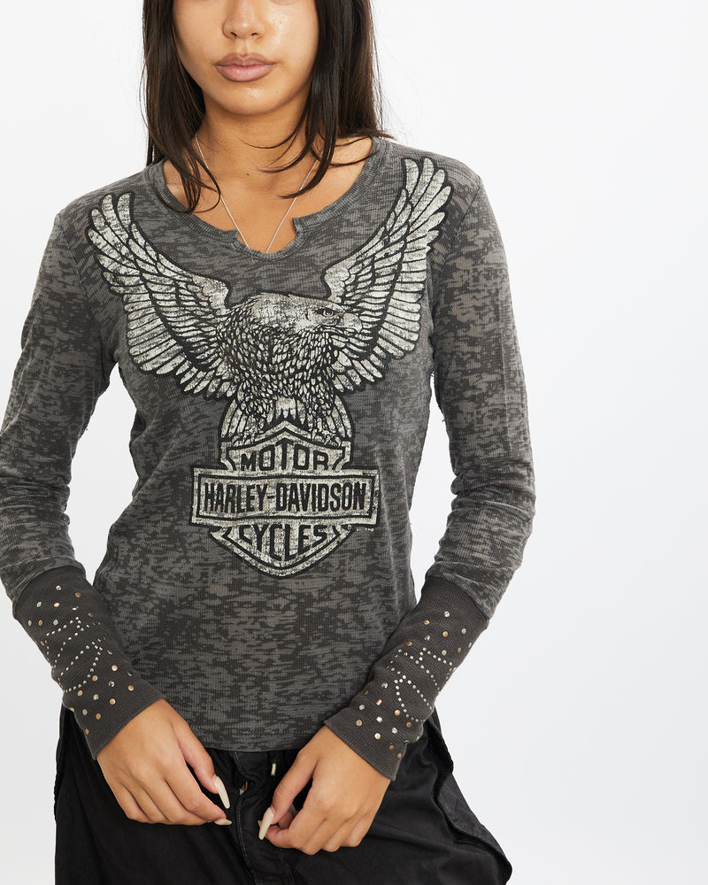 Vintage Harley Davidson Long Sleeve Tee <br>S , The Real Deal , newtown, sydney, australia, thrift store, opshop, preloved, secondhand, sustainable, retro, antique, 70s, 80s, 90s, 2000s, 00s, fashion, clothing, streetwear, trendy, garment, style, boutique, store, shop, archive, sale, cheap, best, top