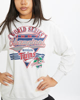 Vintage 1987 MLB Minnesota Twins World Series Sweatshirt <br>S , The Real Deal , newtown, sydney, australia, thrift store, opshop, preloved, secondhand, sustainable, retro, antique, 70s, 80s, 90s, 2000s, 00s, fashion, clothing, streetwear, trendy, garment, style, boutique, store, shop, archive, sale, cheap, best, top