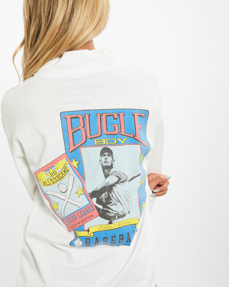 Vintage 90s Bugle Boy Mock Neck Long Sleeve Tee <br>S , The Real Deal , newtown, sydney, australia, thrift store, opshop, preloved, secondhand, sustainable, retro, antique, 70s, 80s, 90s, 2000s, 00s, fashion, clothing, streetwear, trendy, garment, style, boutique, store, shop, archive, sale, cheap, best, top