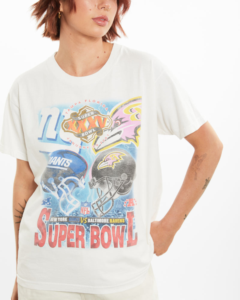 Vintage Giants vs Ravens Super Bowl Tee <br>M , The Real Deal , newtown, sydney, australia, thrift store, opshop, preloved, secondhand, sustainable, retro, antique, 70s, 80s, 90s, 2000s, 00s, fashion, clothing, streetwear, trendy, garment, style, boutique, store, shop, archive, sale, cheap, best, top