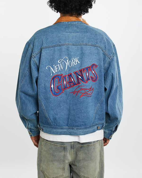 Vintage 90s NFL New York Giants Denim Jacket <br>L , The Real Deal , newtown, sydney, australia, thrift store, opshop, preloved, secondhand, sustainable, retro, antique, 70s, 80s, 90s, 2000s, 00s, fashion, clothing, streetwear, trendy, garment, style, boutique, store, shop, archive, sale, cheap, best, top