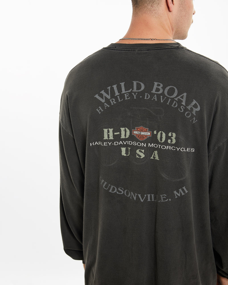 Vintage Harley Davidson Long Sleeve Tee <br>XL , The Real Deal , newtown, sydney, australia, thrift store, opshop, preloved, secondhand, sustainable, retro, antique, 70s, 80s, 90s, 2000s, 00s, fashion, clothing, streetwear, trendy, garment, style, boutique, store, shop, archive, sale, cheap, best, top