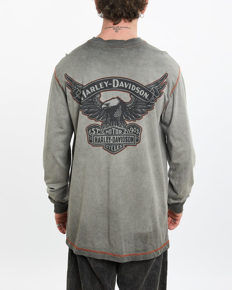 Harley Davidson Long Sleeve Tee <br>L , The Real Deal , newtown, sydney, australia, thrift store, opshop, preloved, secondhand, sustainable, retro, antique, 70s, 80s, 90s, 2000s, 00s, fashion, clothing, streetwear, trendy, garment, style, boutique, store, shop, archive, sale, cheap, best, top