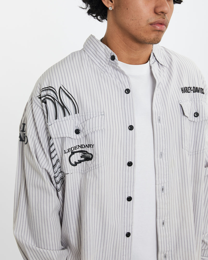 Vintage Harley Davidson Button Up Shirt <br>L , The Real Deal , newtown, sydney, australia, thrift store, opshop, preloved, secondhand, sustainable, retro, antique, 70s, 80s, 90s, 2000s, 00s, fashion, clothing, streetwear, trendy, garment, style, boutique, store, shop, archive, sale, cheap, best, top