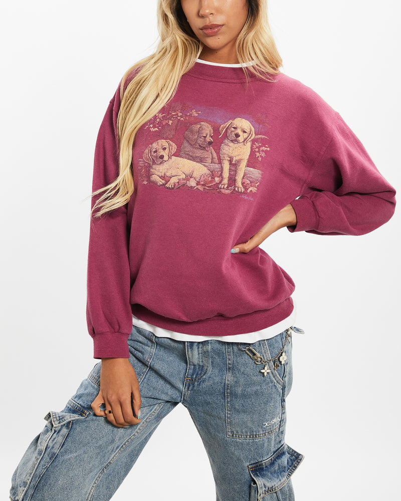 Vintage 90s Puppy Sweatshirt <br>XS , The Real Deal , newtown, sydney, australia, thrift store, opshop, preloved, secondhand, sustainable, retro, antique, 70s, 80s, 90s, 2000s, 00s, fashion, clothing, streetwear, trendy, garment, style, boutique, store, shop, archive, sale, cheap, best, top