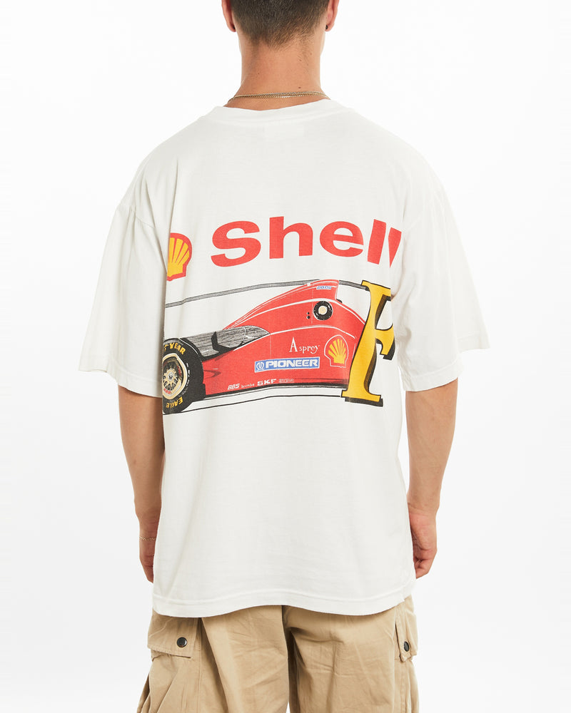 Vintage 90s Ferrari x Shell F1 Racing Tee <br>L , The Real Deal , newtown, sydney, australia, thrift store, opshop, preloved, secondhand, sustainable, retro, antique, 70s, 80s, 90s, 2000s, 00s, fashion, clothing, streetwear, trendy, garment, style, boutique, store, shop, archive, sale, cheap, best, top