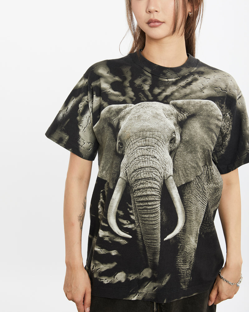 Vintage All Over Print Elephant Wildlife Tee <br>S , The Real Deal , newtown, sydney, australia, thrift store, opshop, preloved, secondhand, sustainable, retro, antique, 70s, 80s, 90s, 2000s, 00s, fashion, clothing, streetwear, trendy, garment, style, boutique, store, shop, archive, sale, cheap, best, top