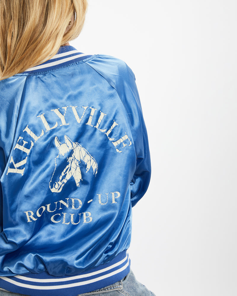 Vintage 70s Kellyville 'Round Up Club' Satin Jacket <br>XS , The Real Deal , newtown, sydney, australia, thrift store, opshop, preloved, secondhand, sustainable, retro, antique, 70s, 80s, 90s, 2000s, 00s, fashion, clothing, streetwear, trendy, garment, style, boutique, store, shop, archive, sale, cheap, best, top
