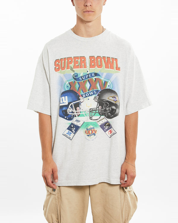 Vintage Giants vs Ravens Super Bowl Tee <br>XL , The Real Deal , newtown, sydney, australia, thrift store, opshop, preloved, secondhand, sustainable, retro, antique, 70s, 80s, 90s, 2000s, 00s, fashion, clothing, streetwear, trendy, garment, style, boutique, store, shop, archive, sale, cheap, best, top