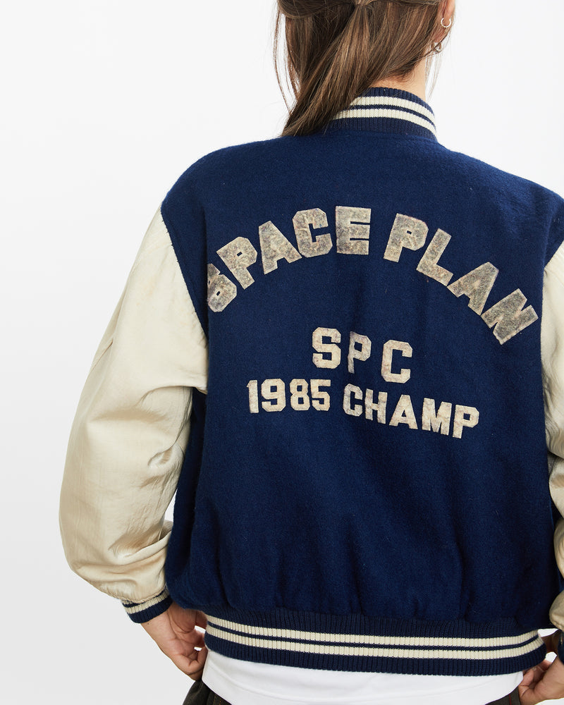 Vintage 1985 Space Plan Varsity Jacket <br>S , The Real Deal , newtown, sydney, australia, thrift store, opshop, preloved, secondhand, sustainable, retro, antique, 70s, 80s, 90s, 2000s, 00s, fashion, clothing, streetwear, trendy, garment, style, boutique, store, shop, archive, sale, cheap, best, top