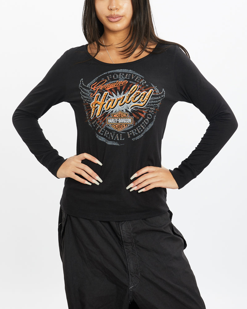 Vintage Harley Davidson Long Sleeve Tee <br>S , The Real Deal , newtown, sydney, australia, thrift store, opshop, preloved, secondhand, sustainable, retro, antique, 70s, 80s, 90s, 2000s, 00s, fashion, clothing, streetwear, trendy, garment, style, boutique, store, shop, archive, sale, cheap, best, top