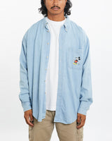 Vintage Disney Mickey Mouse Denim Button Up Shirt <br>L , The Real Deal , newtown, sydney, australia, thrift store, opshop, preloved, secondhand, sustainable, retro, antique, 70s, 80s, 90s, 2000s, 00s, fashion, clothing, streetwear, trendy, garment, style, boutique, store, shop, archive, sale, cheap, best, top