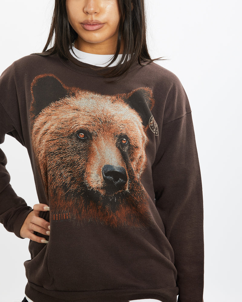 Vintage 90s Wildlife Bear Sweatshirt <br>S , The Real Deal , newtown, sydney, australia, thrift store, opshop, preloved, secondhand, sustainable, retro, antique, 70s, 80s, 90s, 2000s, 00s, fashion, clothing, streetwear, trendy, garment, style, boutique, store, shop, archive, sale, cheap, best, top