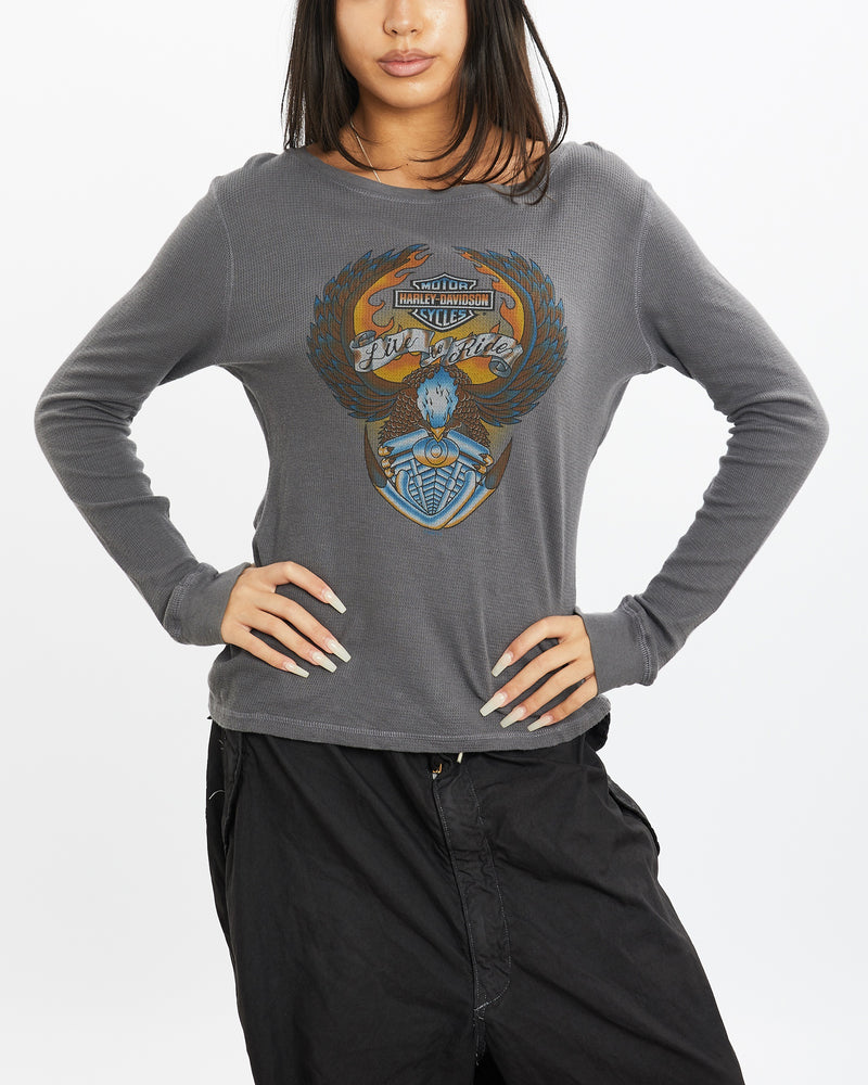Vintage Harley Davidson Long Sleeve Tee <br>S , The Real Deal , newtown, sydney, australia, thrift store, opshop, preloved, secondhand, sustainable, retro, antique, 70s, 80s, 90s, 2000s, 00s, fashion, clothing, streetwear, trendy, garment, style, boutique, store, shop, archive, sale, cheap, best, top