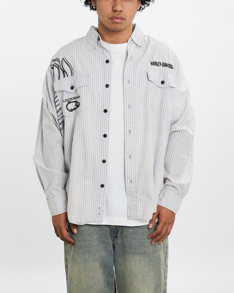 Vintage Harley Davidson Button Up Shirt <br>L , The Real Deal , newtown, sydney, australia, thrift store, opshop, preloved, secondhand, sustainable, retro, antique, 70s, 80s, 90s, 2000s, 00s, fashion, clothing, streetwear, trendy, garment, style, boutique, store, shop, archive, sale, cheap, best, top