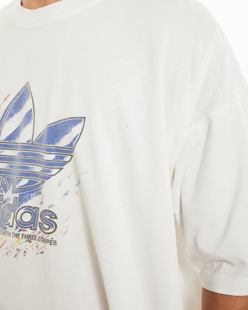 Vintage 80s Adidas Tee <br>L , The Real Deal , newtown, sydney, australia, thrift store, opshop, preloved, secondhand, sustainable, retro, antique, 70s, 80s, 90s, 2000s, 00s, fashion, clothing, streetwear, trendy, garment, style, boutique, store, shop, archive, sale, cheap, best, top