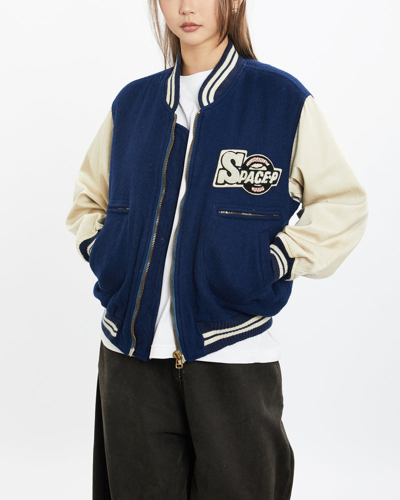 Vintage 1985 Space Plan Varsity Jacket <br>S , The Real Deal , newtown, sydney, australia, thrift store, opshop, preloved, secondhand, sustainable, retro, antique, 70s, 80s, 90s, 2000s, 00s, fashion, clothing, streetwear, trendy, garment, style, boutique, store, shop, archive, sale, cheap, best, top