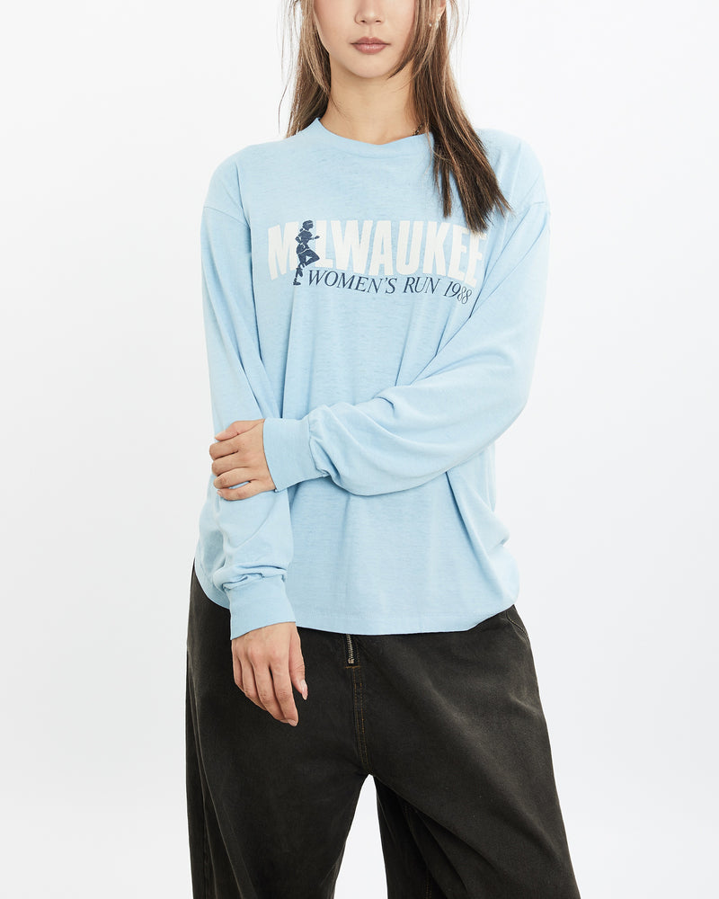 Vintage 1988 Milwaukee Women's Run Long Sleeve Tee <br>S , The Real Deal , newtown, sydney, australia, thrift store, opshop, preloved, secondhand, sustainable, retro, antique, 70s, 80s, 90s, 2000s, 00s, fashion, clothing, streetwear, trendy, garment, style, boutique, store, shop, archive, sale, cheap, best, top