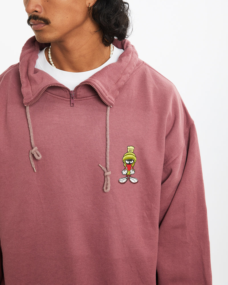 Vintage Looney Tunes Marvin the Martian Quarter Zip Sweatshirt <br>L , The Real Deal , newtown, sydney, australia, thrift store, opshop, preloved, secondhand, sustainable, retro, antique, 70s, 80s, 90s, 2000s, 00s, fashion, clothing, streetwear, trendy, garment, style, boutique, store, shop, archive, sale, cheap, best, top