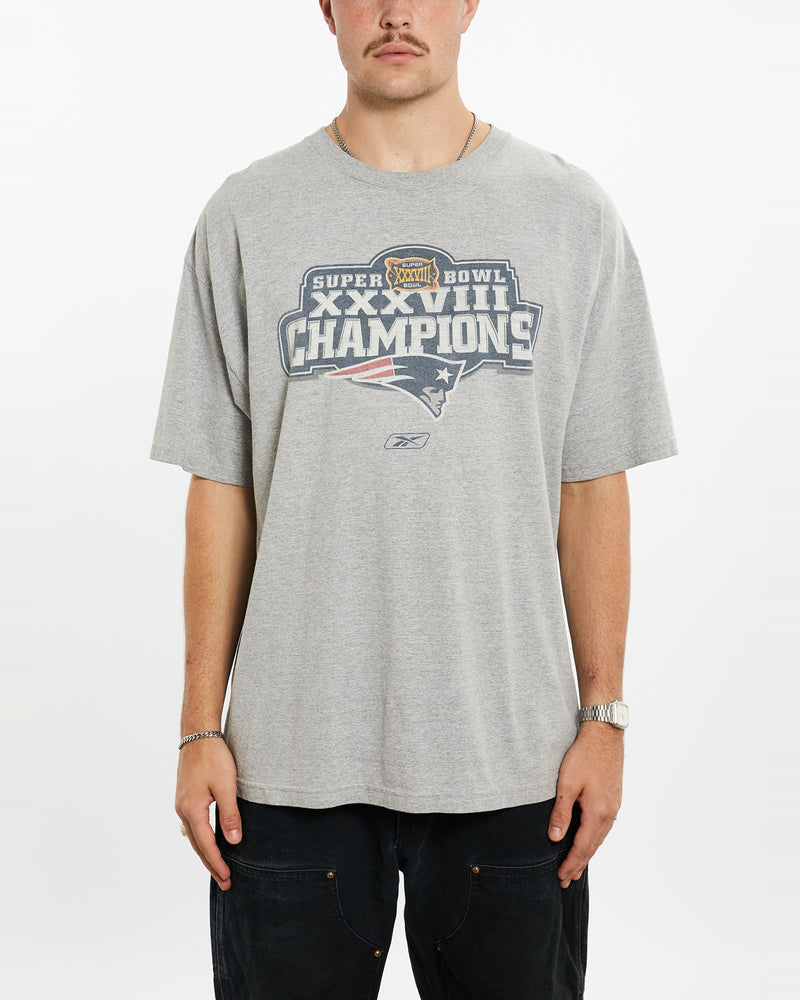 Vintage NFL New England Patriots Super Bowl Tee <br>XL , The Real Deal , newtown, sydney, australia, thrift store, opshop, preloved, secondhand, sustainable, retro, antique, 70s, 80s, 90s, 2000s, 00s, fashion, clothing, streetwear, trendy, garment, style, boutique, store, shop, archive, sale, cheap, best, top