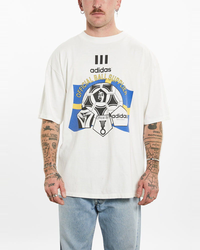 Vintage 1993 Adidas Handball Tee <br>L , The Real Deal , newtown, sydney, australia, thrift store, opshop, preloved, secondhand, sustainable, retro, antique, 70s, 80s, 90s, 2000s, 00s, fashion, clothing, streetwear, trendy, garment, style, boutique, store, shop, archive, sale, cheap, best, top