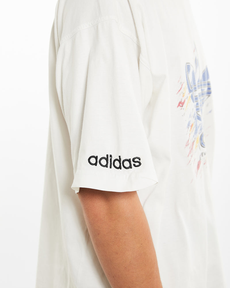 Vintage 80s Adidas Tee <br>L , The Real Deal , newtown, sydney, australia, thrift store, opshop, preloved, secondhand, sustainable, retro, antique, 70s, 80s, 90s, 2000s, 00s, fashion, clothing, streetwear, trendy, garment, style, boutique, store, shop, archive, sale, cheap, best, top