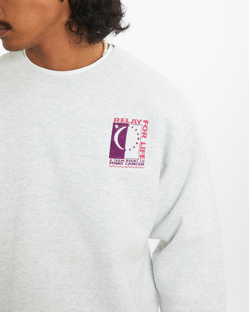 Vintage 90s Relay For Life Sweatshirt <br>M , The Real Deal , newtown, sydney, australia, thrift store, opshop, preloved, secondhand, sustainable, retro, antique, 70s, 80s, 90s, 2000s, 00s, fashion, clothing, streetwear, trendy, garment, style, boutique, store, shop, archive, sale, cheap, best, top