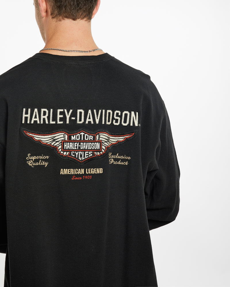 Vintage Harley Davidson Long Sleeve Henley Tee <br>XL