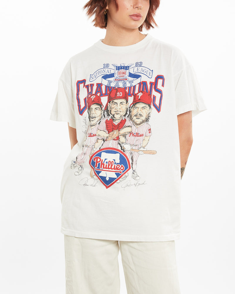 Vintage 1993 MLB Philadelphia Phillies Tee <br>M , The Real Deal , newtown, sydney, australia, thrift store, opshop, preloved, secondhand, sustainable, retro, antique, 70s, 80s, 90s, 2000s, 00s, fashion, clothing, streetwear, trendy, garment, style, boutique, store, shop, archive, sale, cheap, best, top