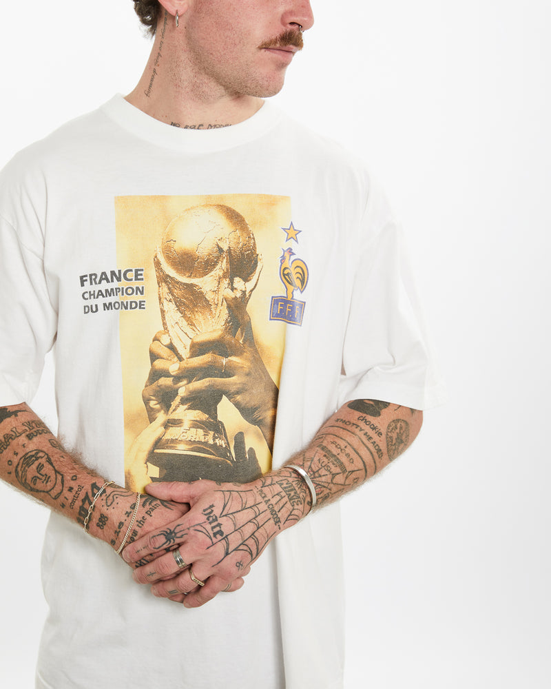 Vintage 1998 Adidas FIFA World Cup 'France' Tee <br>L , The Real Deal , newtown, sydney, australia, thrift store, opshop, preloved, secondhand, sustainable, retro, antique, 70s, 80s, 90s, 2000s, 00s, fashion, clothing, streetwear, trendy, garment, style, boutique, store, shop, archive, sale, cheap, best, top