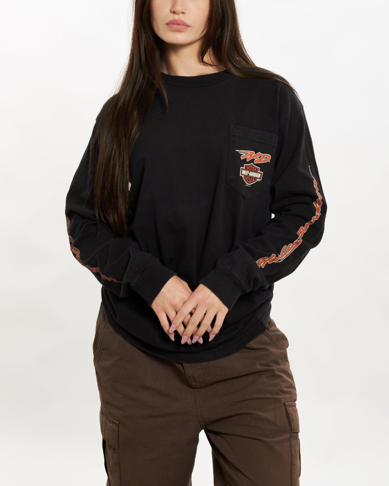 Vintage Harley Davidson Long Sleeve Tee <br>S , The Real Deal , newtown, sydney, australia, thrift store, opshop, preloved, secondhand, sustainable, retro, antique, 70s, 80s, 90s, 2000s, 00s, fashion, clothing, streetwear, trendy, garment, style, boutique, store, shop, archive, sale, cheap, best, top