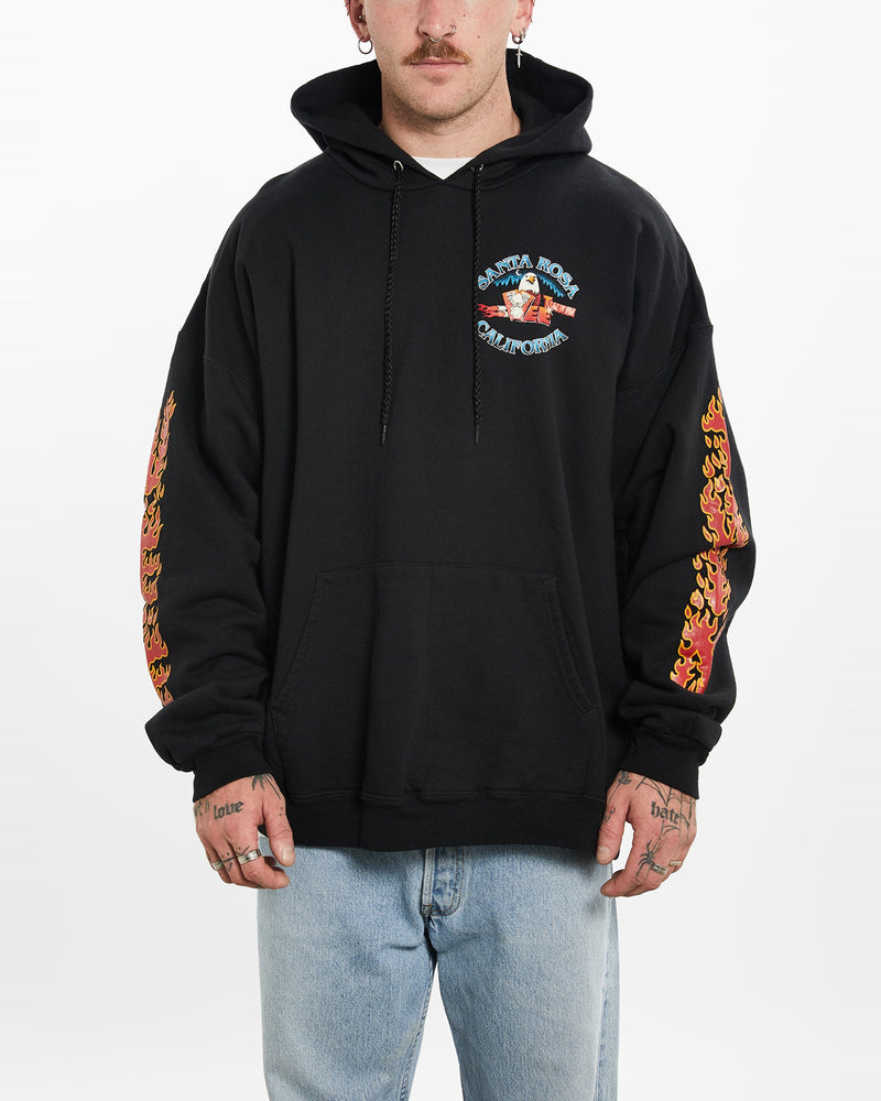 90s Deadstock Santa Rosa California 'Twin Vee' Hooded Sweatshirt <br>L