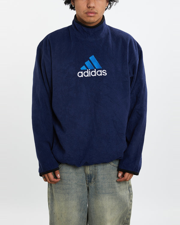 90s Adidas Fleece Mock Neck Sweatshirt <br>L
