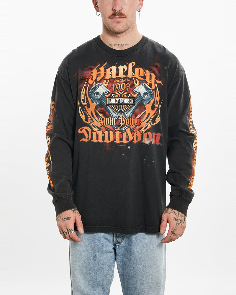 Harley Davidson Long Sleeve Tee <br>L , The Real Deal , newtown, sydney, australia, thrift store, opshop, preloved, secondhand, sustainable, retro, antique, 70s, 80s, 90s, 2000s, 00s, fashion, clothing, streetwear, trendy, garment, style, boutique, store, shop, archive, sale, cheap, best, top
