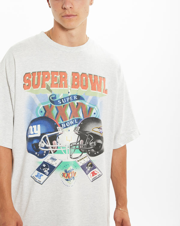 Vintage Giants vs Ravens Super Bowl Tee <br>XL , The Real Deal , newtown, sydney, australia, thrift store, opshop, preloved, secondhand, sustainable, retro, antique, 70s, 80s, 90s, 2000s, 00s, fashion, clothing, streetwear, trendy, garment, style, boutique, store, shop, archive, sale, cheap, best, top