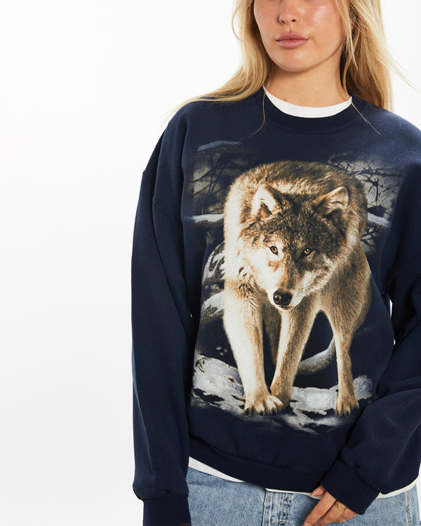 90s Wolf Wildlife Sweatshirt <br>M
