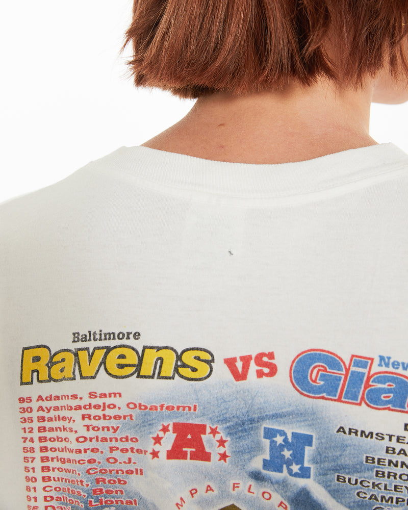 Vintage Giants vs Ravens Super Bowl Tee <br>M , The Real Deal , newtown, sydney, australia, thrift store, opshop, preloved, secondhand, sustainable, retro, antique, 70s, 80s, 90s, 2000s, 00s, fashion, clothing, streetwear, trendy, garment, style, boutique, store, shop, archive, sale, cheap, best, top