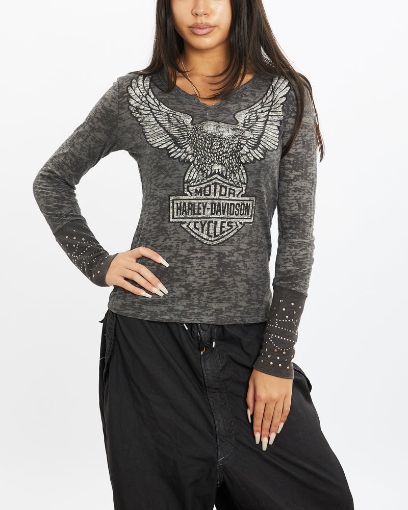 Vintage Harley Davidson Long Sleeve Tee <br>S , The Real Deal , newtown, sydney, australia, thrift store, opshop, preloved, secondhand, sustainable, retro, antique, 70s, 80s, 90s, 2000s, 00s, fashion, clothing, streetwear, trendy, garment, style, boutique, store, shop, archive, sale, cheap, best, top