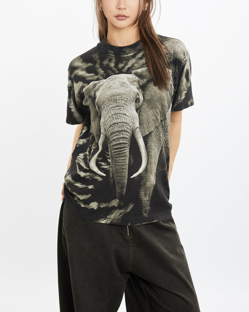 Vintage All Over Print Elephant Wildlife Tee <br>S , The Real Deal , newtown, sydney, australia, thrift store, opshop, preloved, secondhand, sustainable, retro, antique, 70s, 80s, 90s, 2000s, 00s, fashion, clothing, streetwear, trendy, garment, style, boutique, store, shop, archive, sale, cheap, best, top
